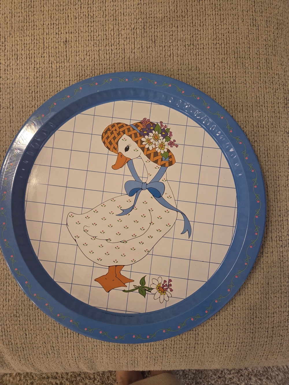 Blue Floral Duck Decorative Tray